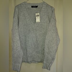 Ralph Lauren Women's V-Neck Sweater in Light Gray